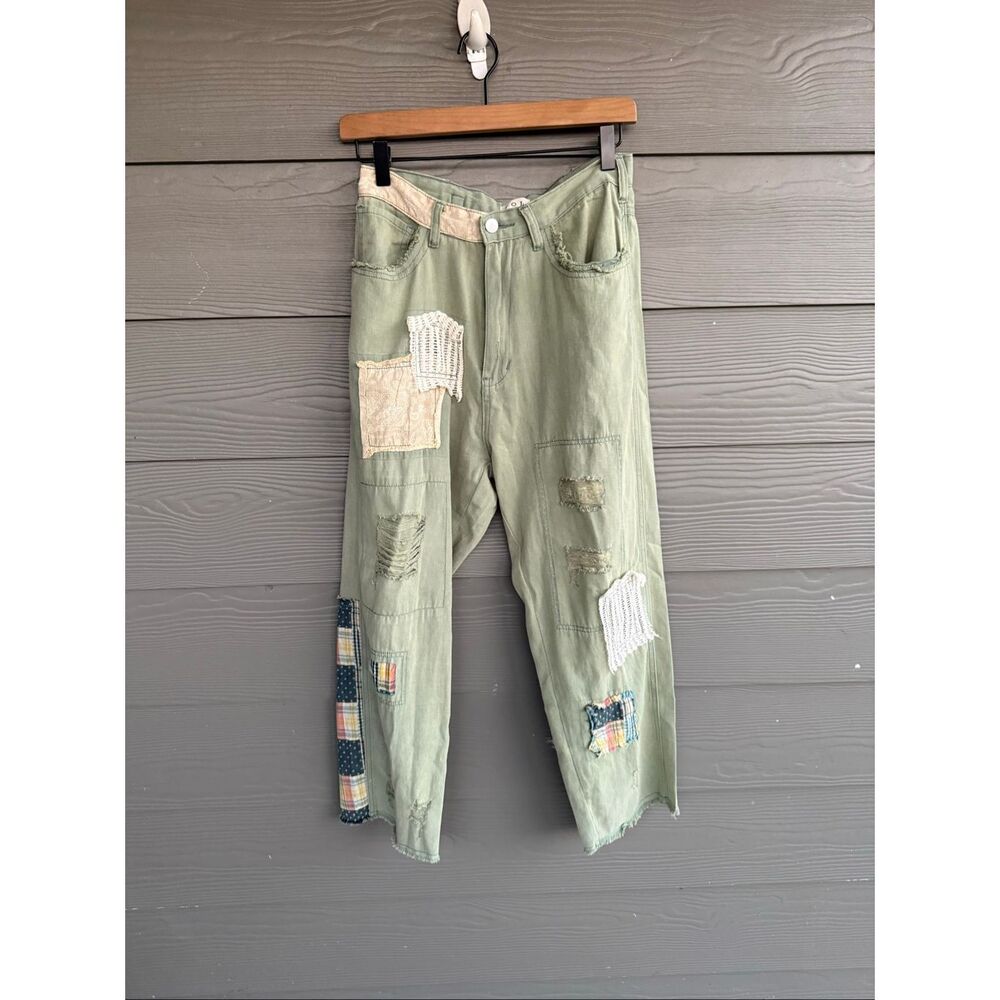POL patchwork distressed pants - image 1